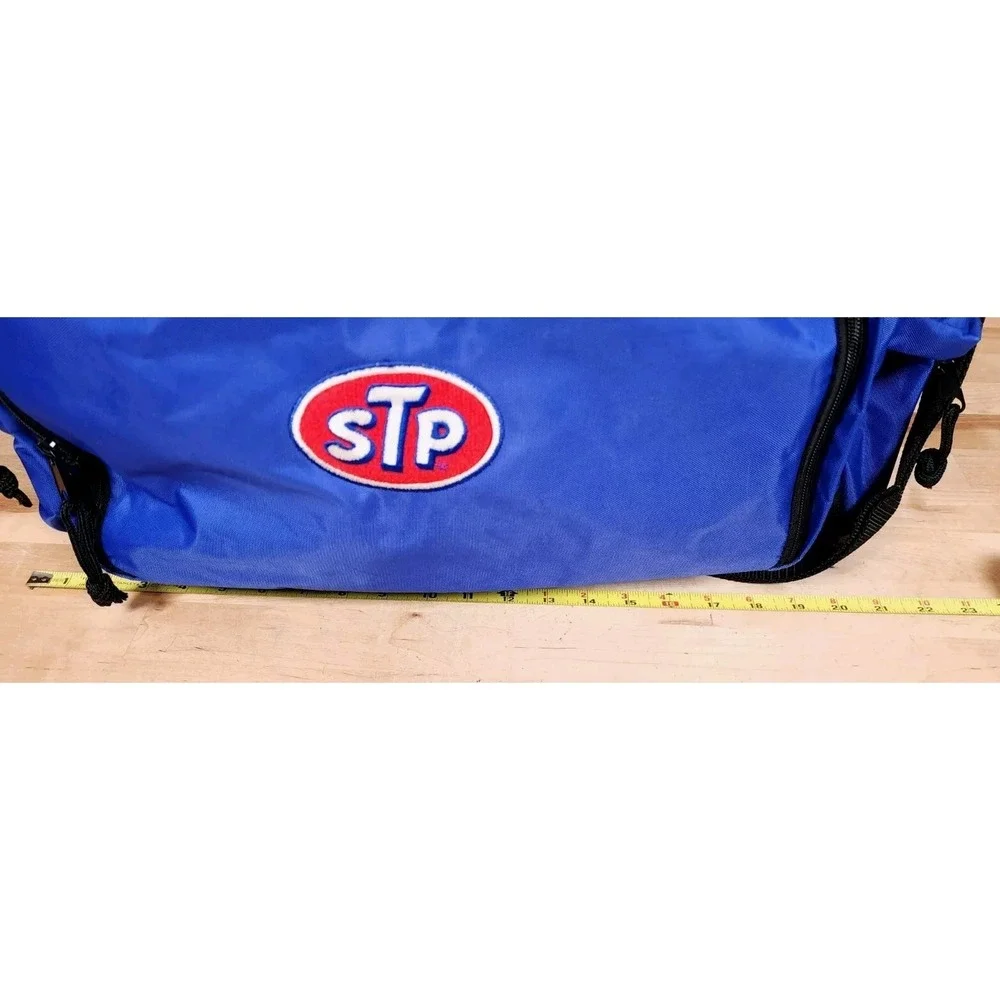 STP Oil Swingster Blue Black Duffle Gear Bag Travel Vintage